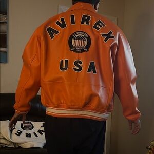 Avirex Men's Bold Orange Bomber Jacket